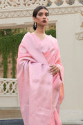 Blush Pink Linen Blend Saree