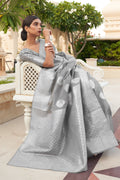 Coin Grey Linen Saree