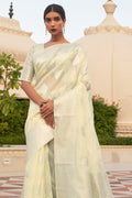 Off White Linen Blend Saree