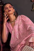 Pink Katan Habutai Silk Saree With Blouse Piece