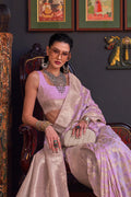 Purple Katan Habutai Silk Saree With Blouse Piece