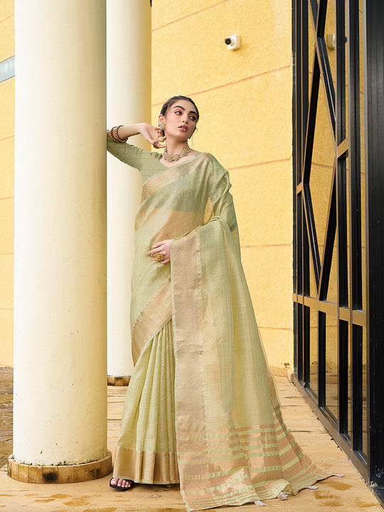 Khadi Silk Party Wear Saree With Blouse Piece