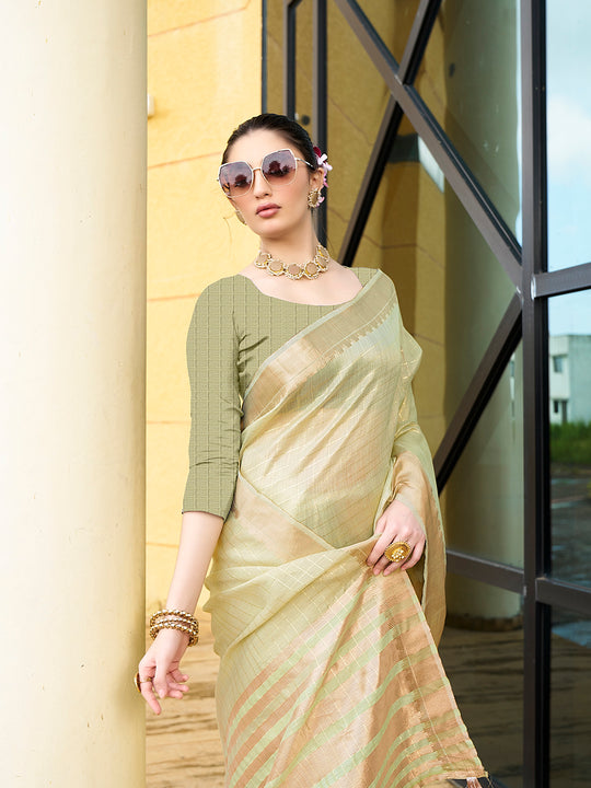Khadi Silk Party Wear Saree With Blouse Piece