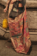 Black Kashmiri Silk Saree With Blouse Piece