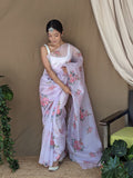 Pink Organza Saree With Blouse Piece