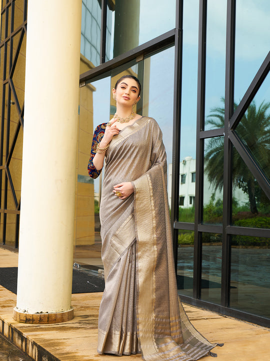 Khadi Silk Party Wear Saree With Blouse Piece