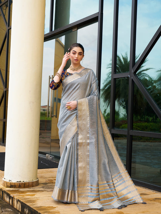 Khadi Silk Party Wear Saree With Blouse Piece