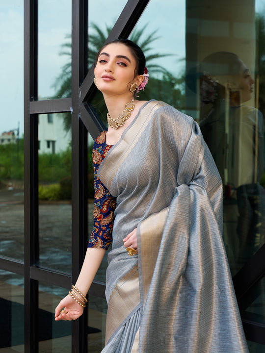 Khadi Silk Party Wear Saree With Blouse Piece