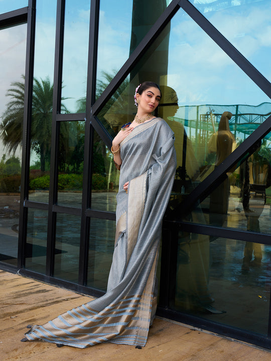 Khadi Silk Party Wear Saree With Blouse Piece