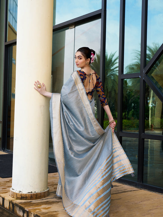 Khadi Silk Party Wear Saree With Blouse Piece