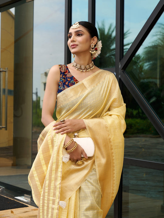 Khadi Silk Party Wear Saree With Blouse Piece