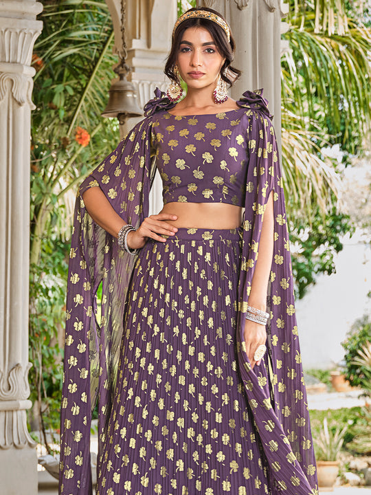Tan Wine Lehenga Choli