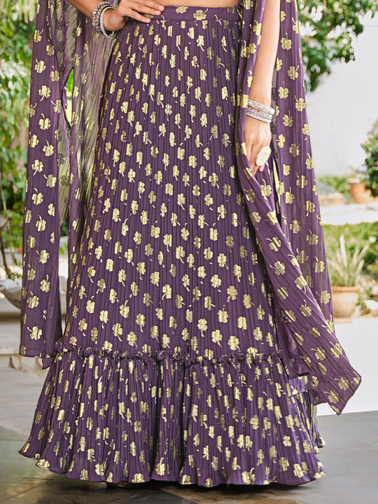 Tan Wine Lehenga Choli