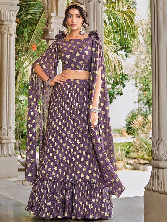 Tan Wine Lehenga Choli
