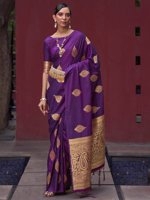 Eggplant Violet Banarasi Saree