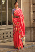 Orange Kadhi Silk Saree With Blouse Piece