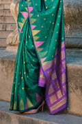 Green Kadhi Silk Saree With Blouse Piece