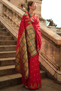 Red Kadhi Silk Saree With Blouse Piece