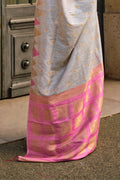 Grey Kadhi Silk Saree With Blouse Piece