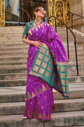 Purple Kadhi Silk Saree With Blouse Piece
