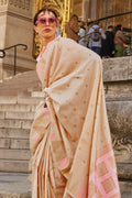 Cream Kadhi Silk Saree With Blouse Piece