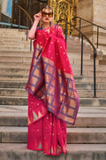Pink Kadhi Silk Saree With Blouse Piece