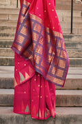 Pink Kadhi Silk Saree With Blouse Piece