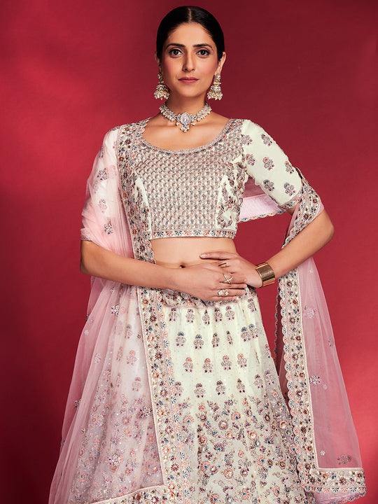 Rose White Lehenga Choli