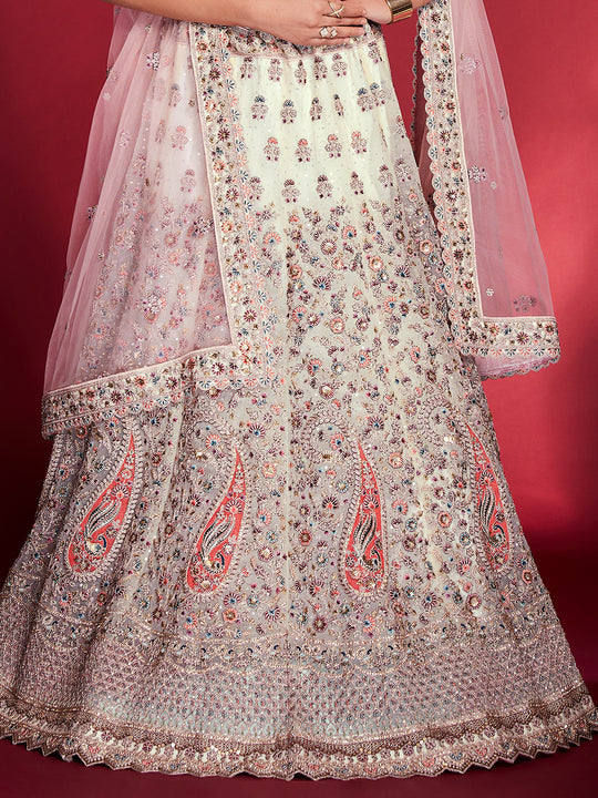 Rose White Lehenga Choli