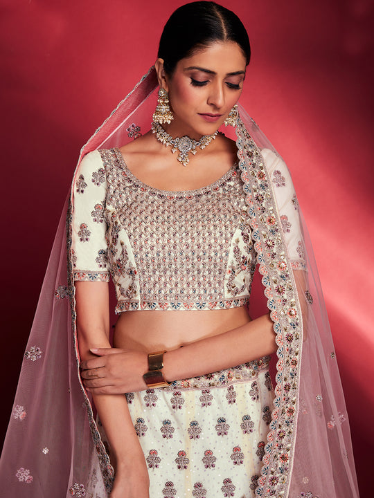Rose White Lehenga Choli