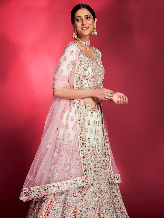 Rose White Lehenga Choli