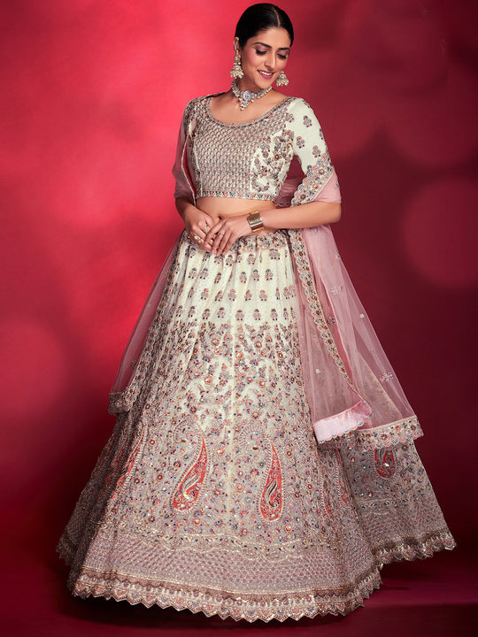 Rose White Lehenga Choli