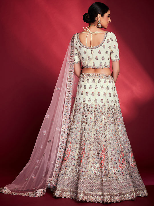 Rose White Lehenga Choli