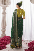 Dark Green Kora Silk Saree With Blouse Piece
