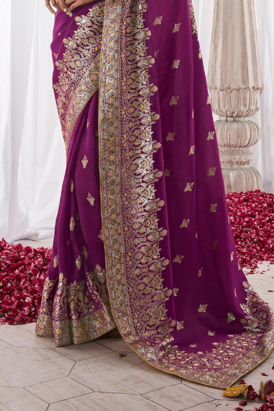 Wine  Kora Silk Saree With Blouse Piece