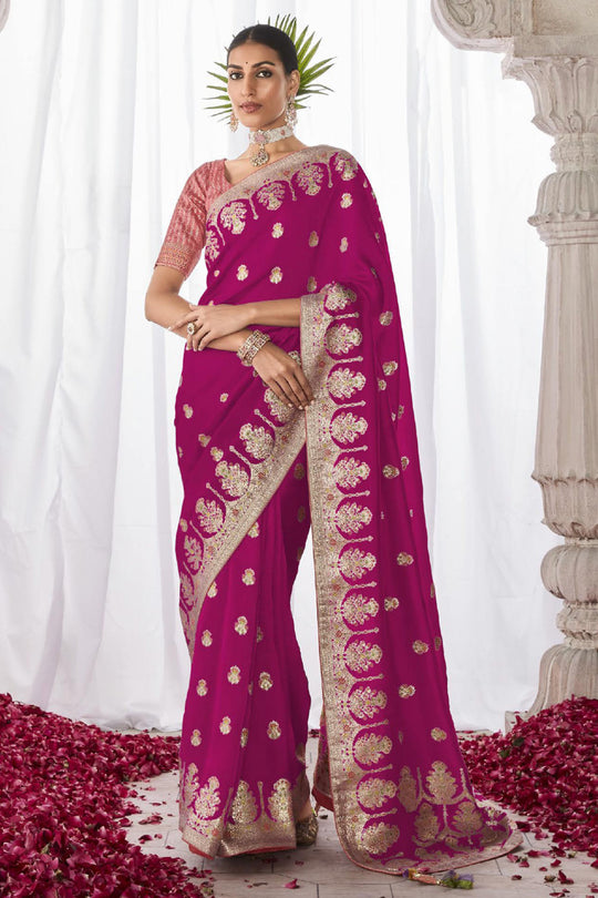 Rani Kora Silk Saree With Blouse Piece