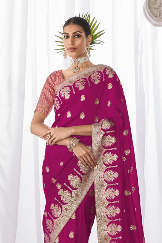 Rani Kora Silk Saree With Blouse Piece