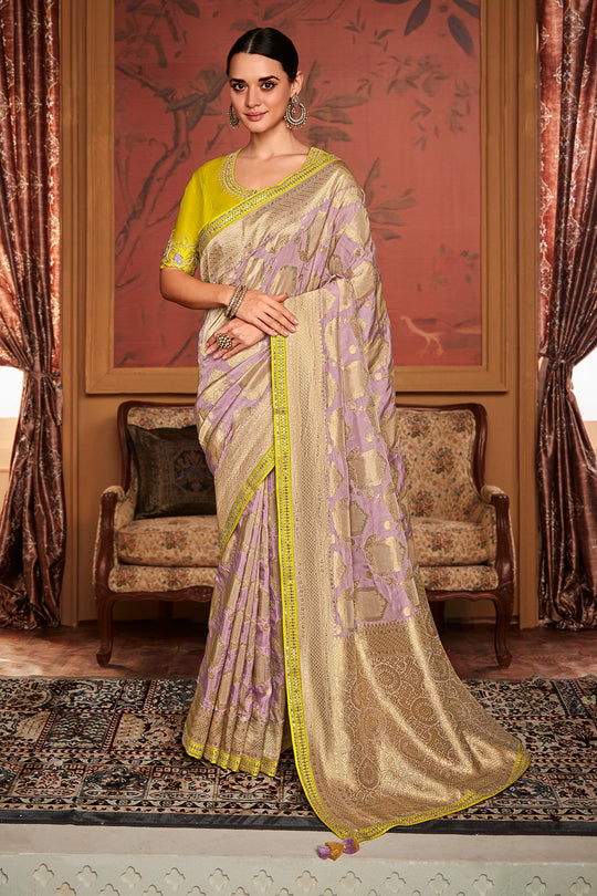 Pink Soft Pure Dola silk Saree With Blouse Piece