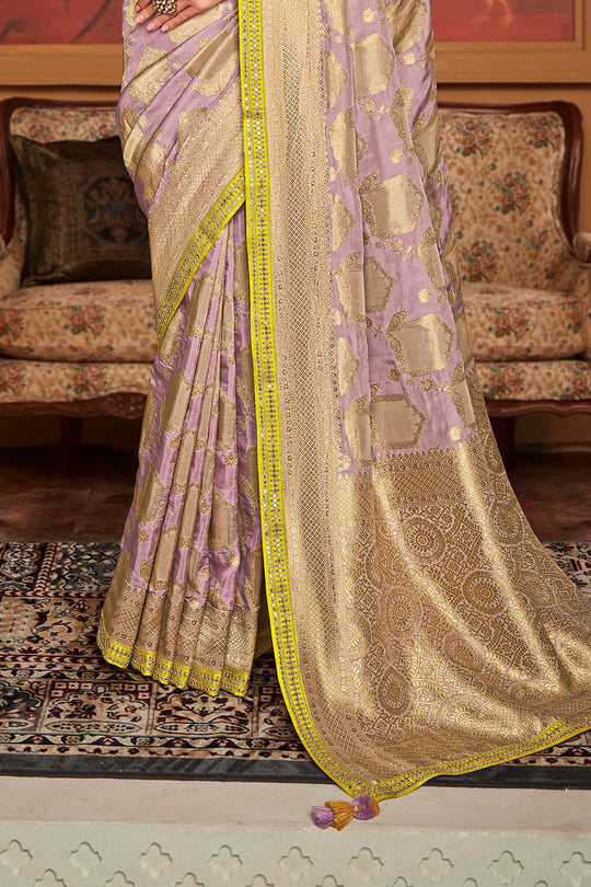 Pink Soft Pure Dola silk Saree With Blouse Piece