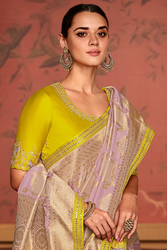 Pink Soft Pure Dola silk Saree With Blouse Piece