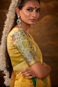 Karagiri yellow Pure Dola Silk Saree With Blouse Piece