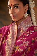 Karagiri Pink Pure Dola Silk Saree With Blouse Piece