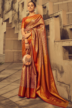 Multicolor Banarasi Silk Saree With Blouse Piece