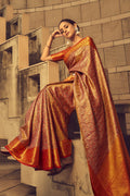 Multicolor Banarasi Silk Saree With Blouse Piece