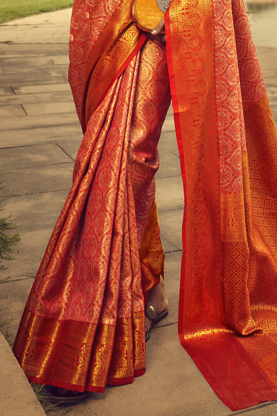 Multicolor Banarasi Silk Saree With Blouse Piece