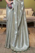 Pearl River Grey Linen Blend Saree