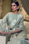 Pearl River Grey Linen Blend Saree