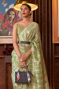 Fern Green Linen Blend Saree