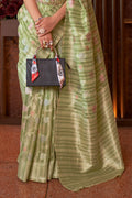 Fern Green Linen Blend Saree