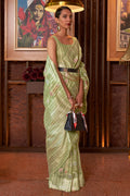 Fern Green Linen Blend Saree
